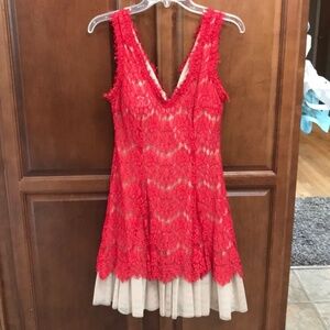 Betsy & Adam Red Lace cocktail dress